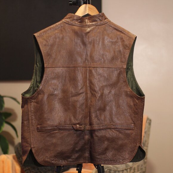 Leather Vest Mens Brown - Picture 2 of 12